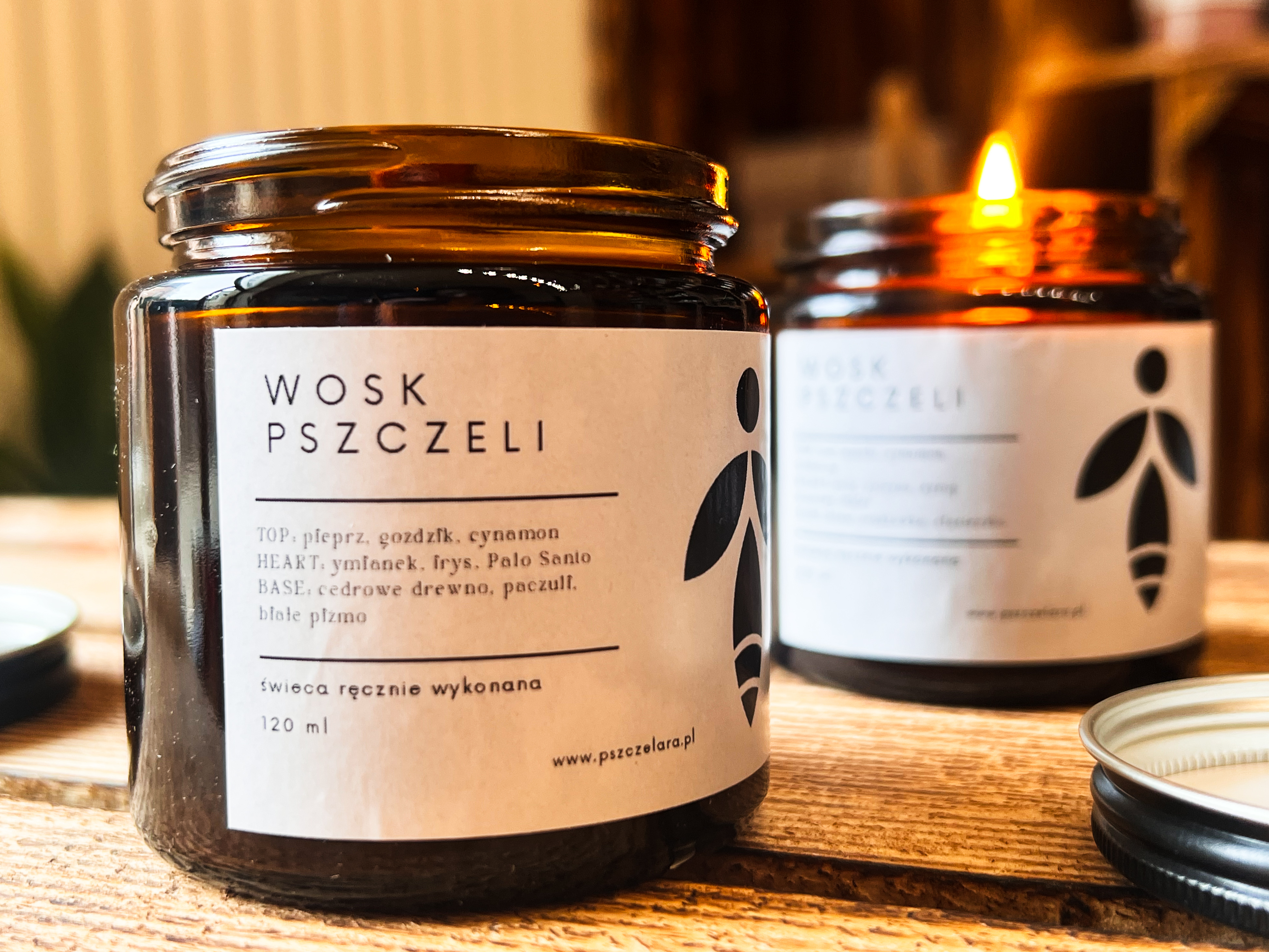 Świeca z wosku pszczelego - Palo Santo & Drzewo Sandałowe